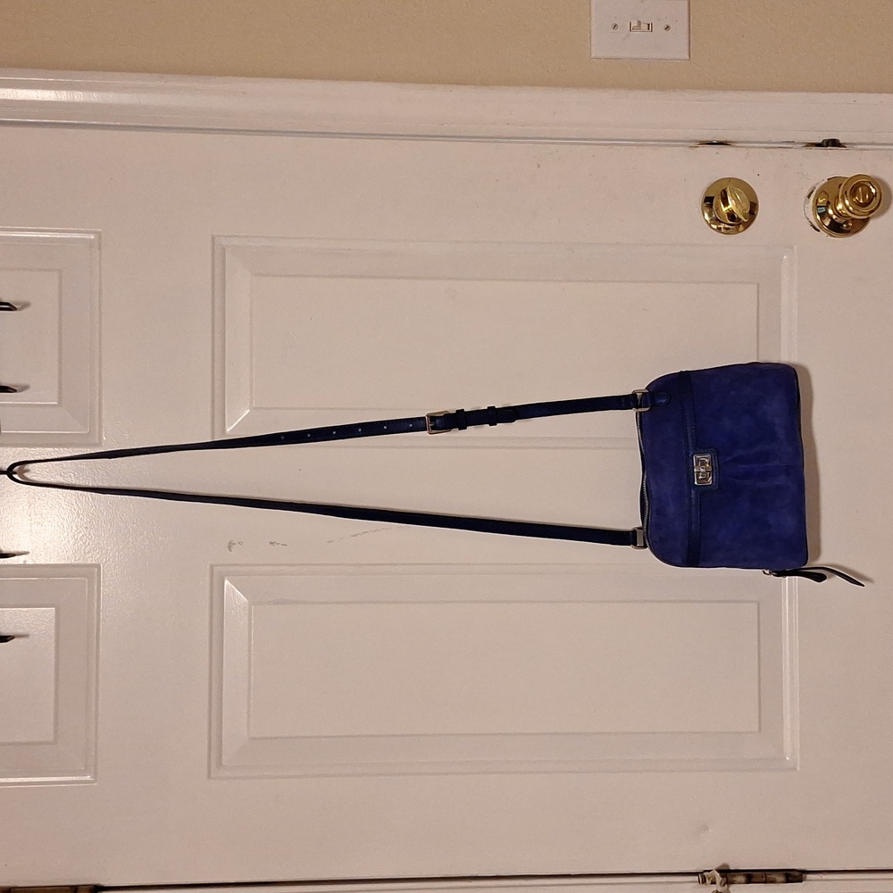 B.Makowsky Blue Leather Suede purse Bag